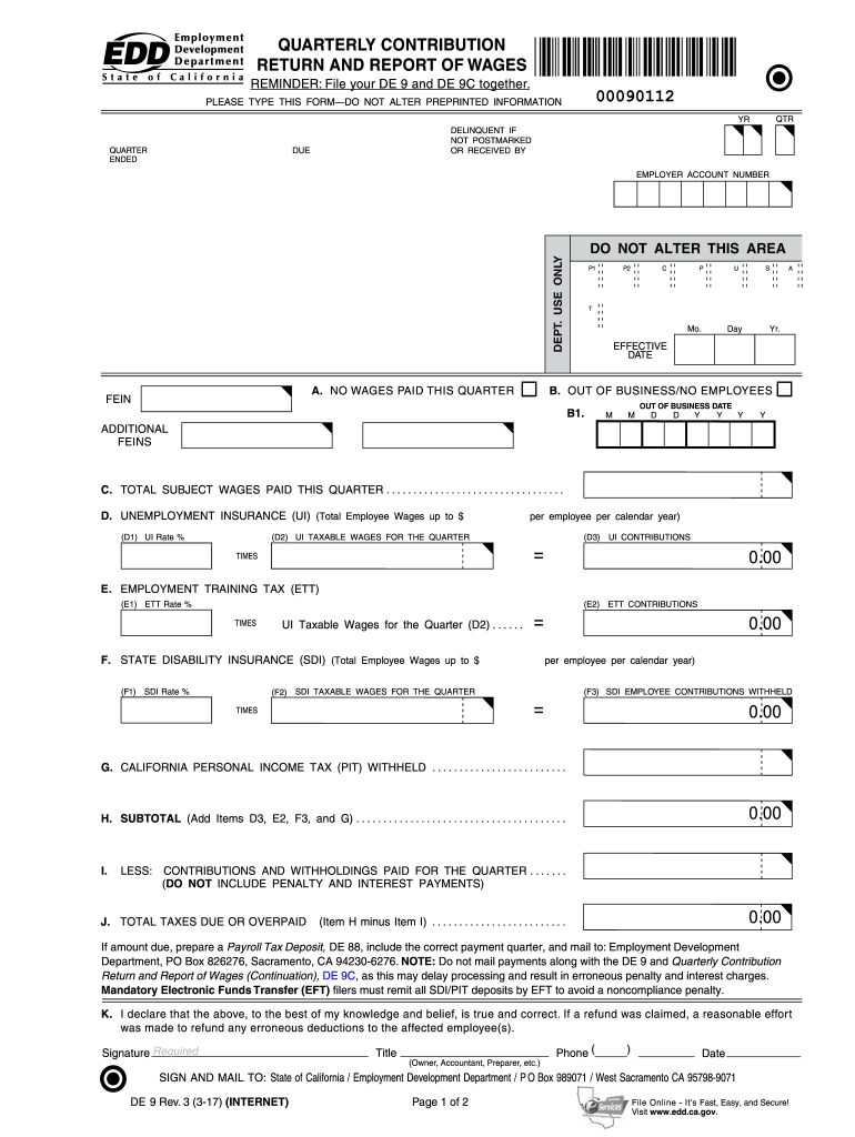 EDD De9 Form Fill Out And Sign Printable PDF Template AirSlate SignNow