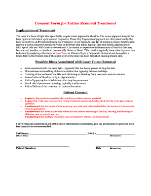 Tattoo Removal Consent Form