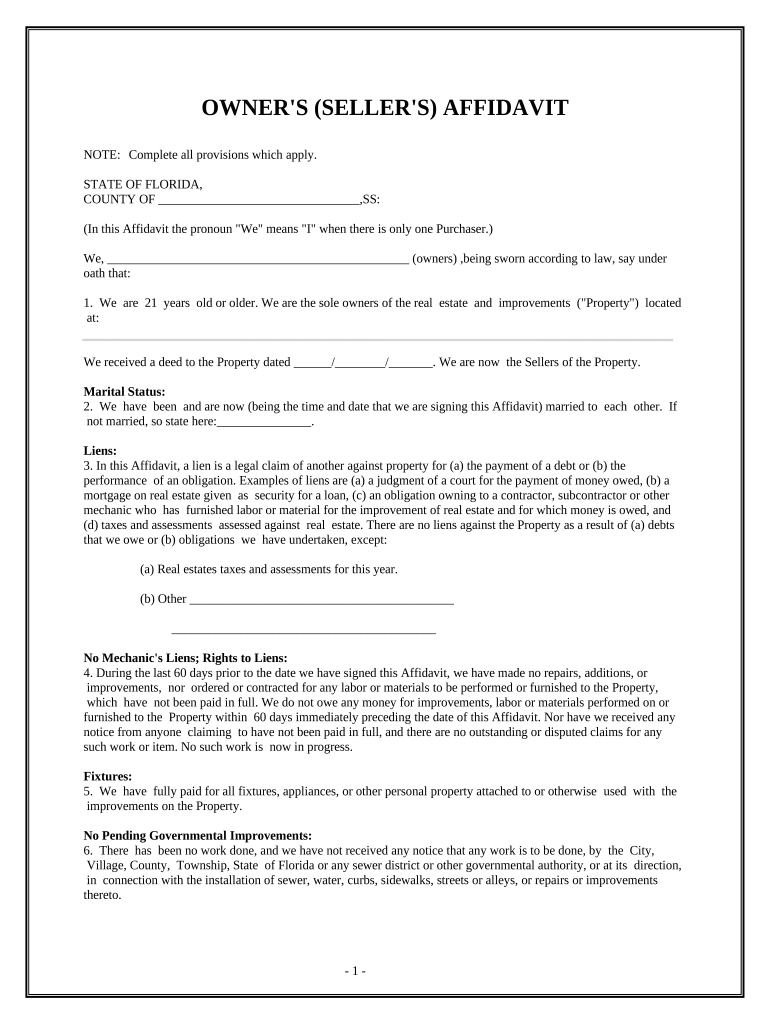 Florida Affidavit PDF Form Fill Out And Sign Printable PDF Template AirSlate SignNow