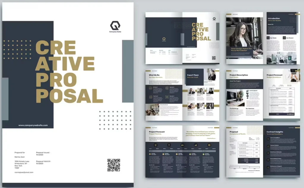 Business proposal example: Visual representation showcasing a sample business proposal.