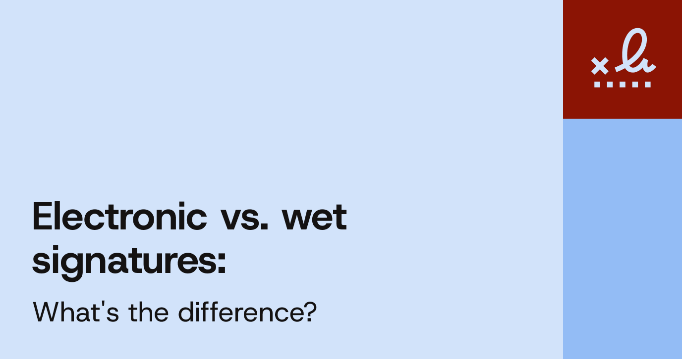A blue blog thumbnail image with text: Electronic vs.wet signatures: What’s the difference?