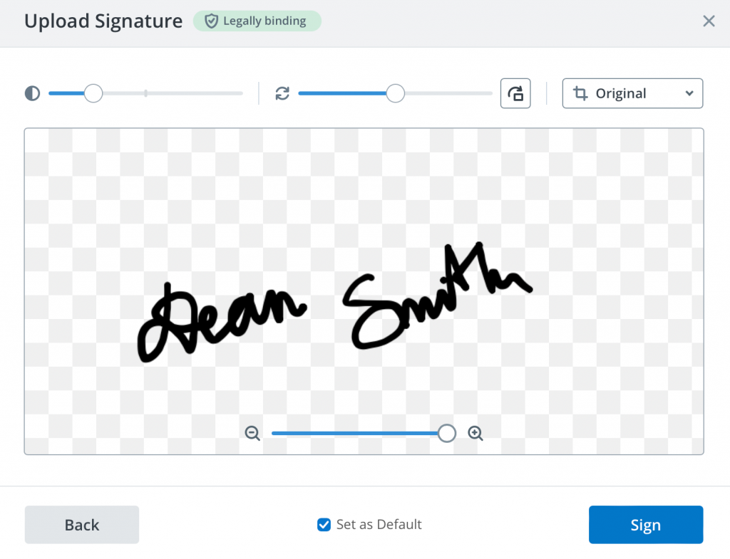 This image shows how to upload your electronic signature in your SignNow account