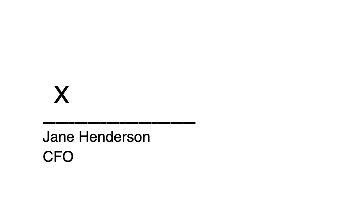 This image shows an example how to add a digital signature line