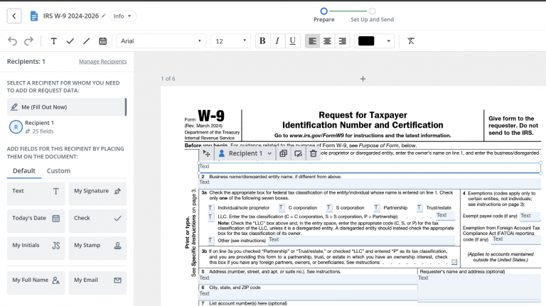 Signnow Form SignNow W9 filling to sign - airSlate SignNow Blog | eSignature tools ...