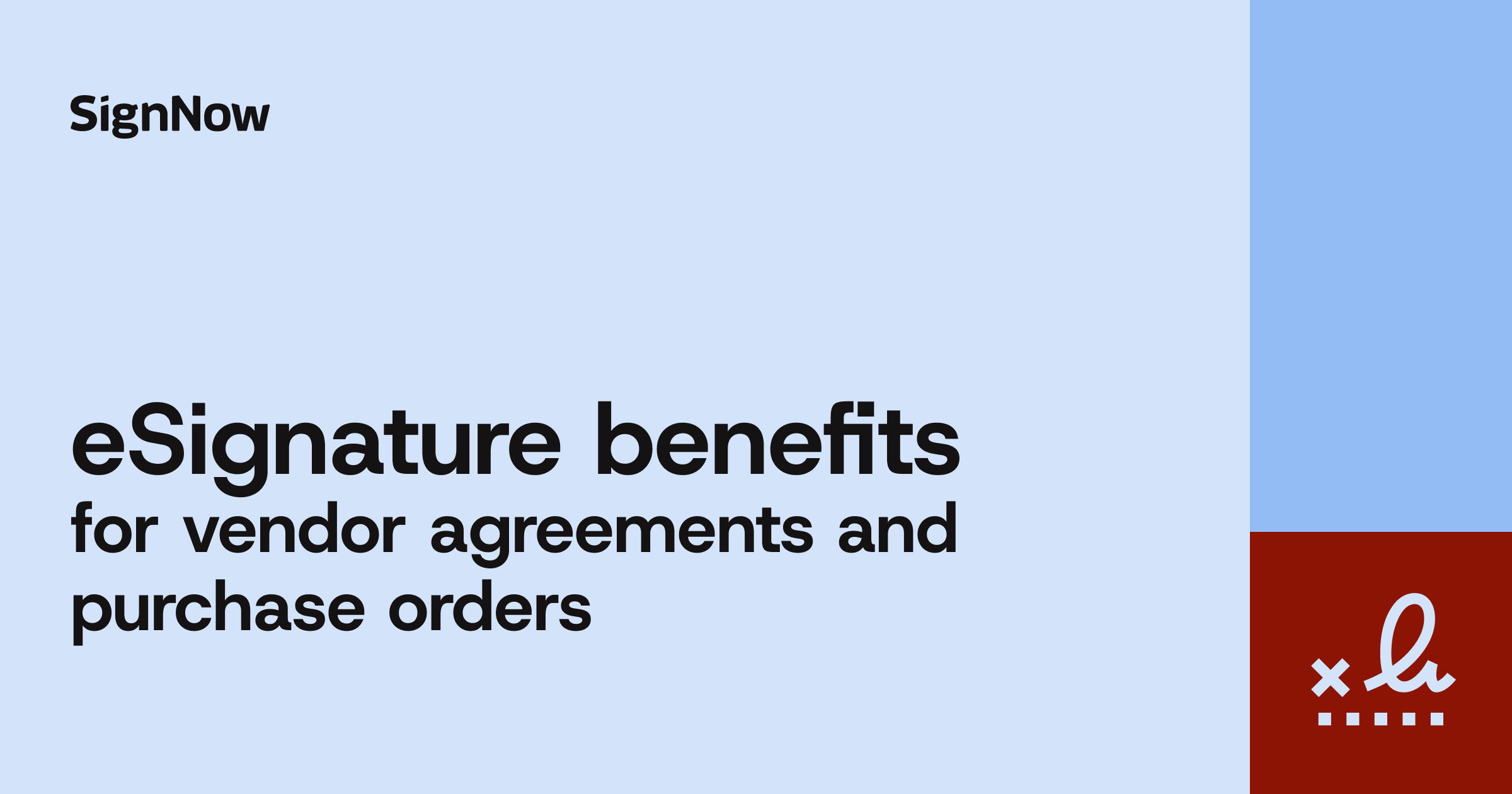 A blue blog thumbnail image with graphic elements and text: eSignature benefits for vendor agreements and purchase orders