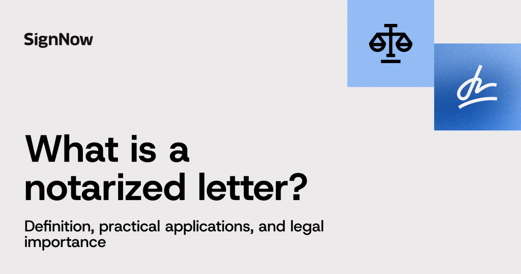 A blue blog thumbnail image with text: What is a notarized letter.