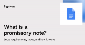 A grey blog thumbnail image with graphics and text: What is a promissory note.