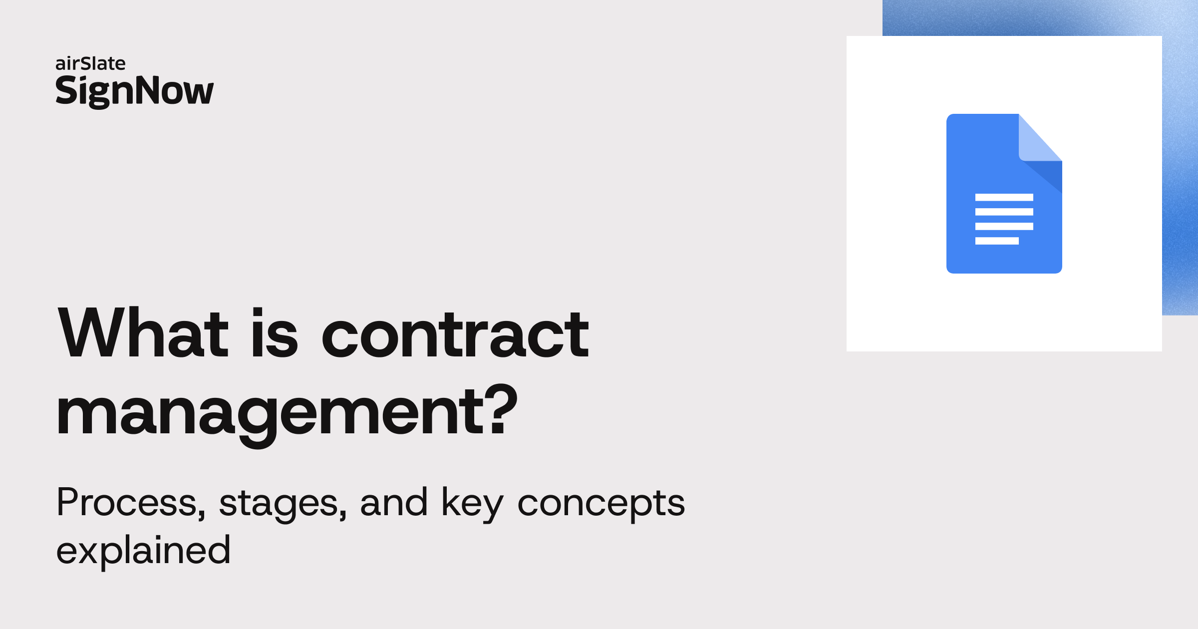 A grey blog thumbnail image with text: What is contract management?