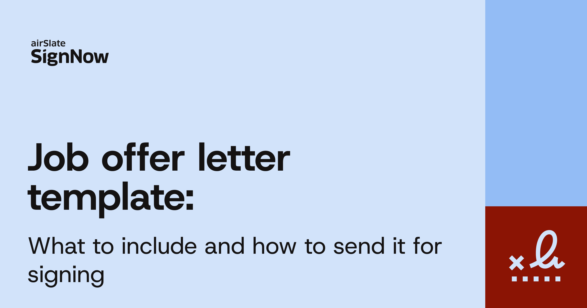 A blue blog thumbnail image with text: Job offer letter template.