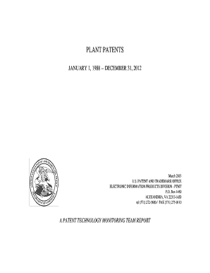 Plant Patents Report, 1987 U S Patent and Trademark Office Uspto  Form