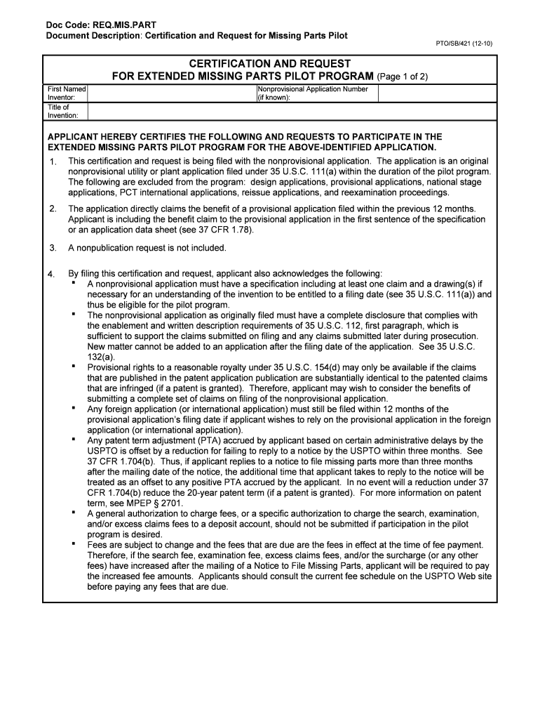 Pto Sb421 Form