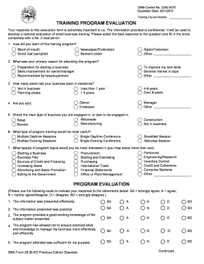 Sba Training  Form