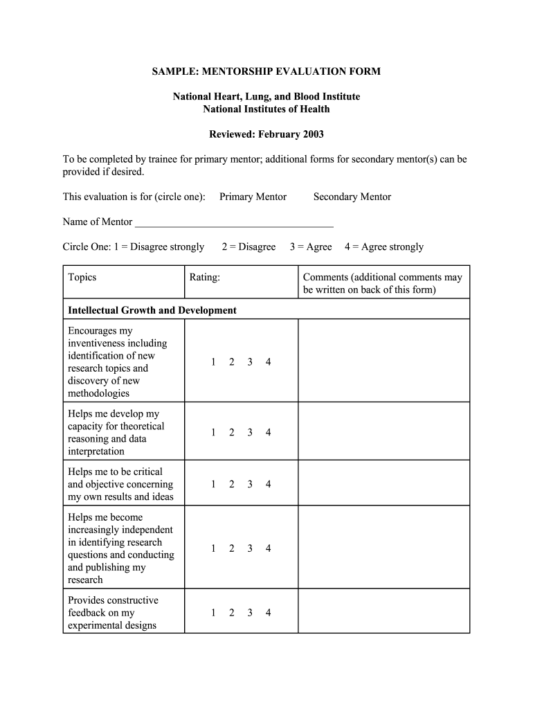Mentoring Questionnaire PDF Form