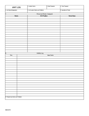 Ics 214 Excel  Form