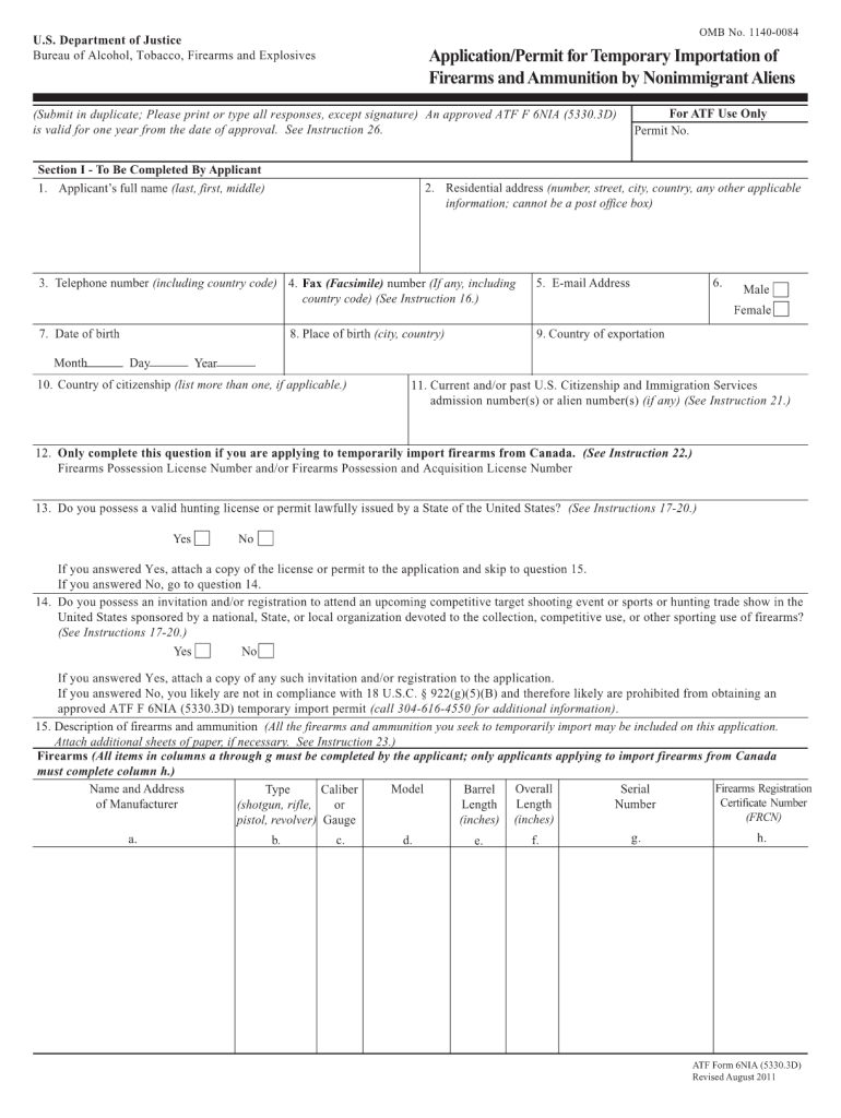  Atf Form 6nia 2011-2024