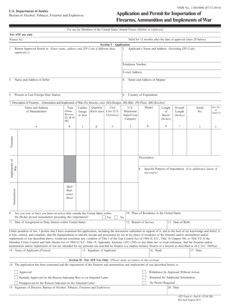 Atf Part Ii Form 2011-2024