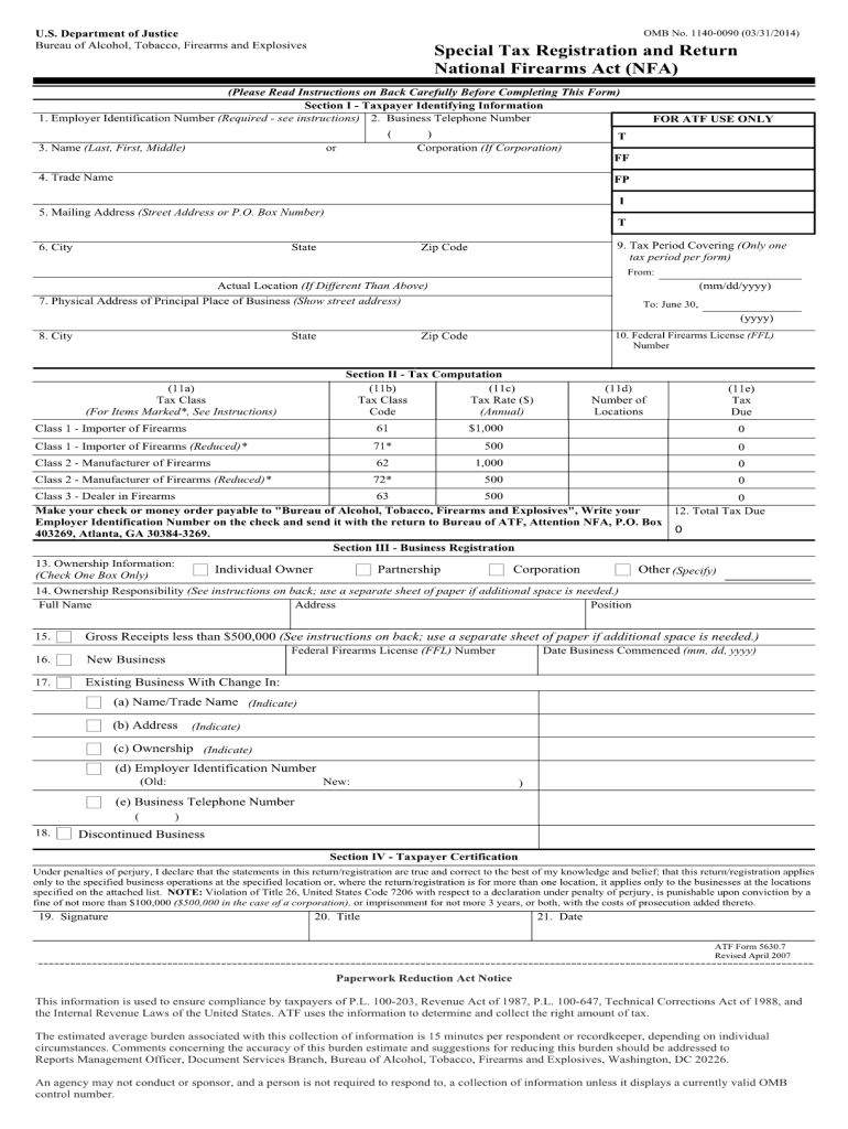  Atf Form 5630 7 2007-2024