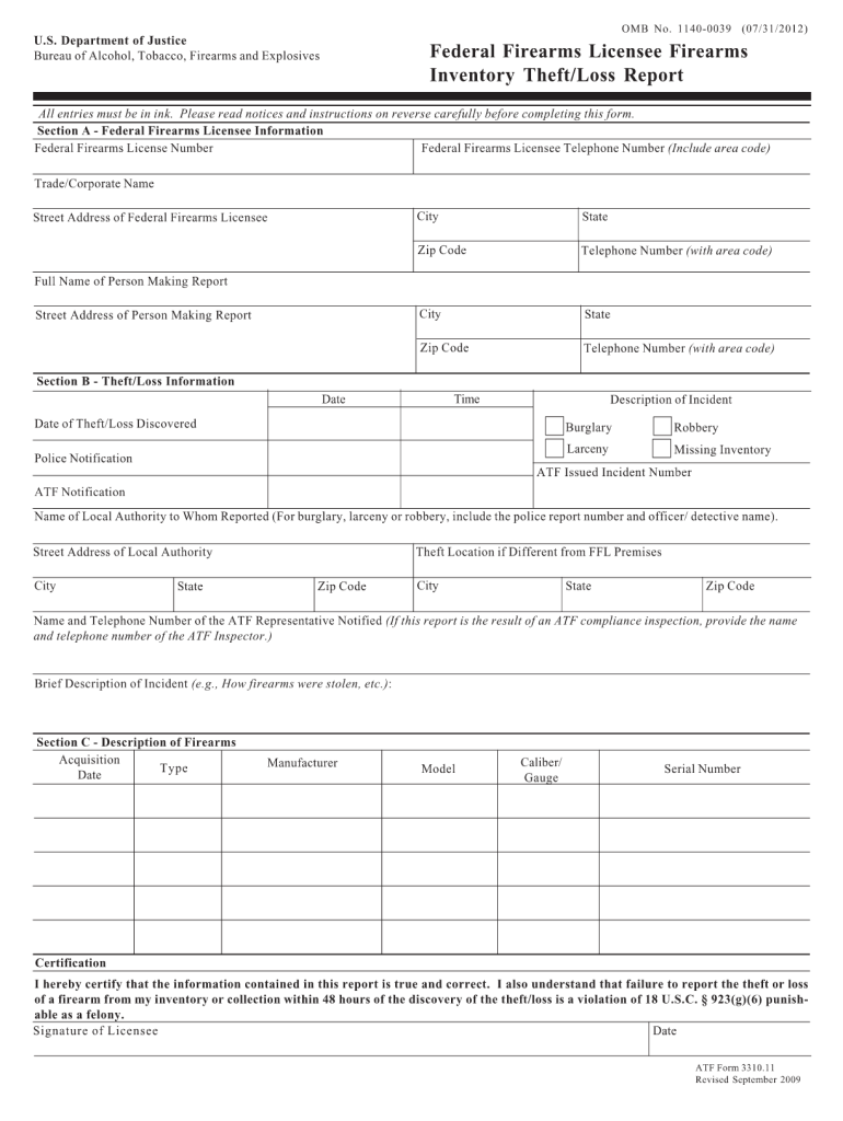  Atf Form 3310 11 2009-2024