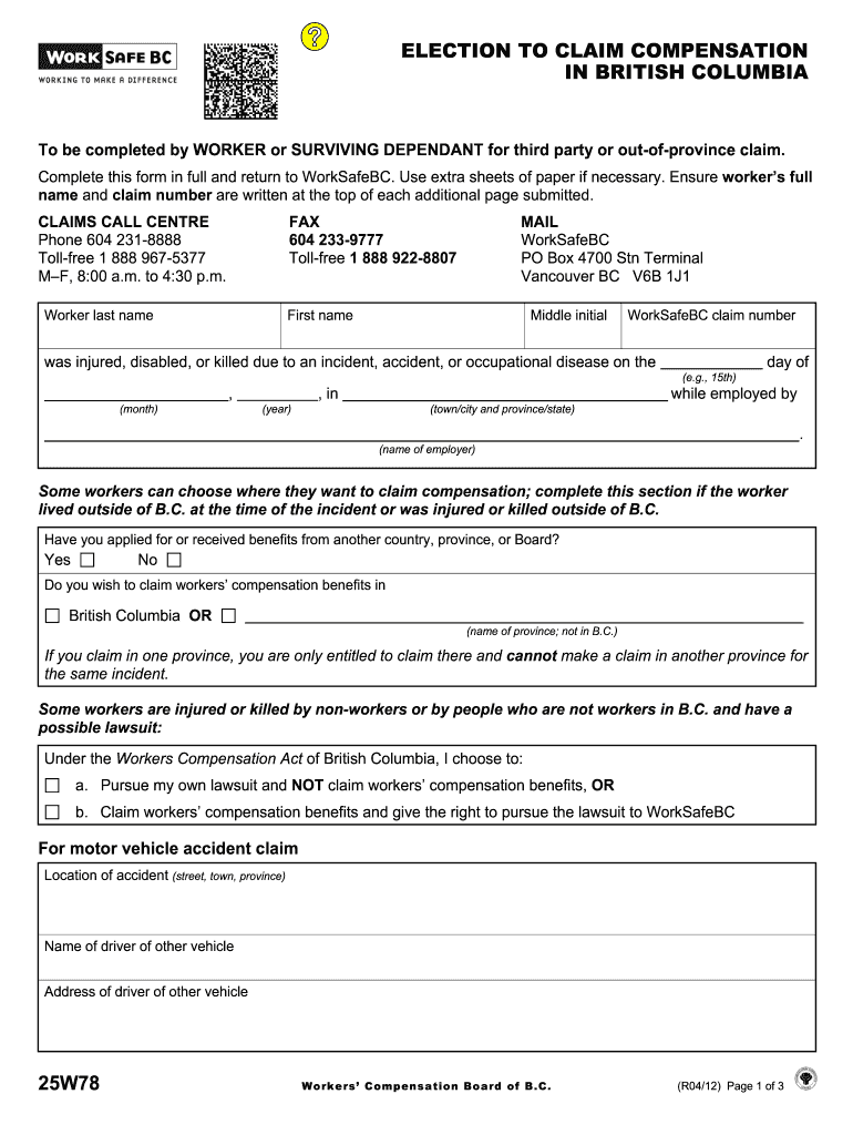 Worksafebc 25w 78  Form