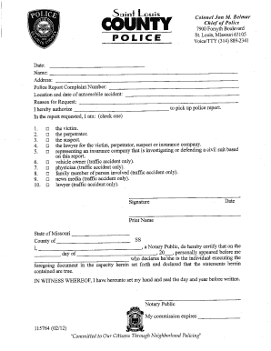  Police Accident Report Form 2012