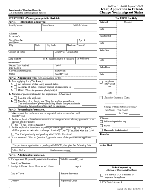 I 539 Editable Paper Form