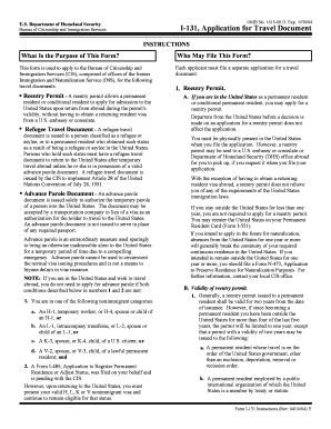 Printable I 131 Application for Travel Document Form