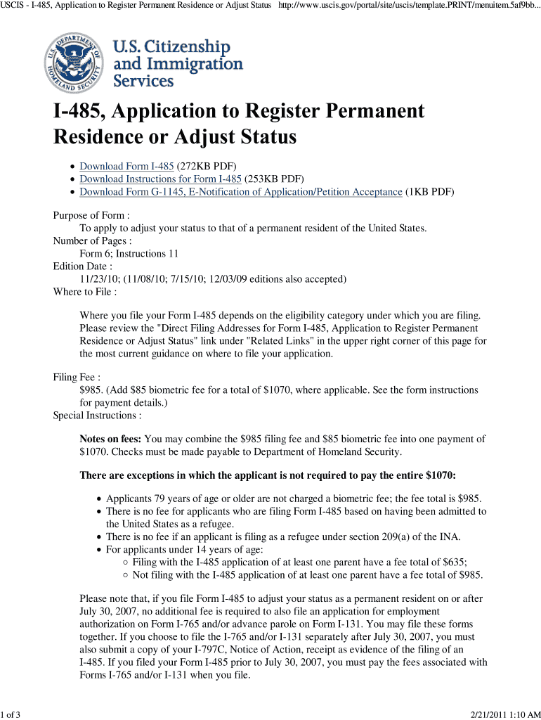  I485 Form 2021