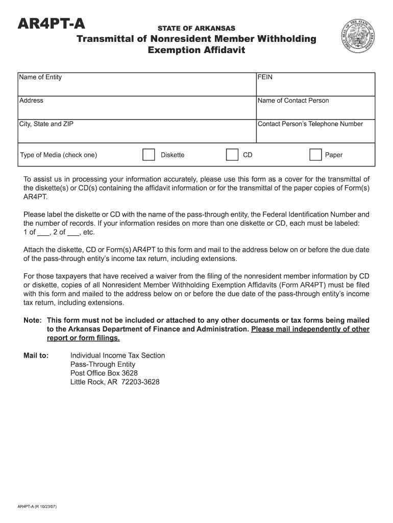 Arkansas W2 Transmittal Form