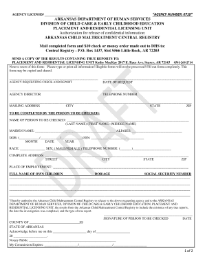 Arkansas Child Maltreatment Form