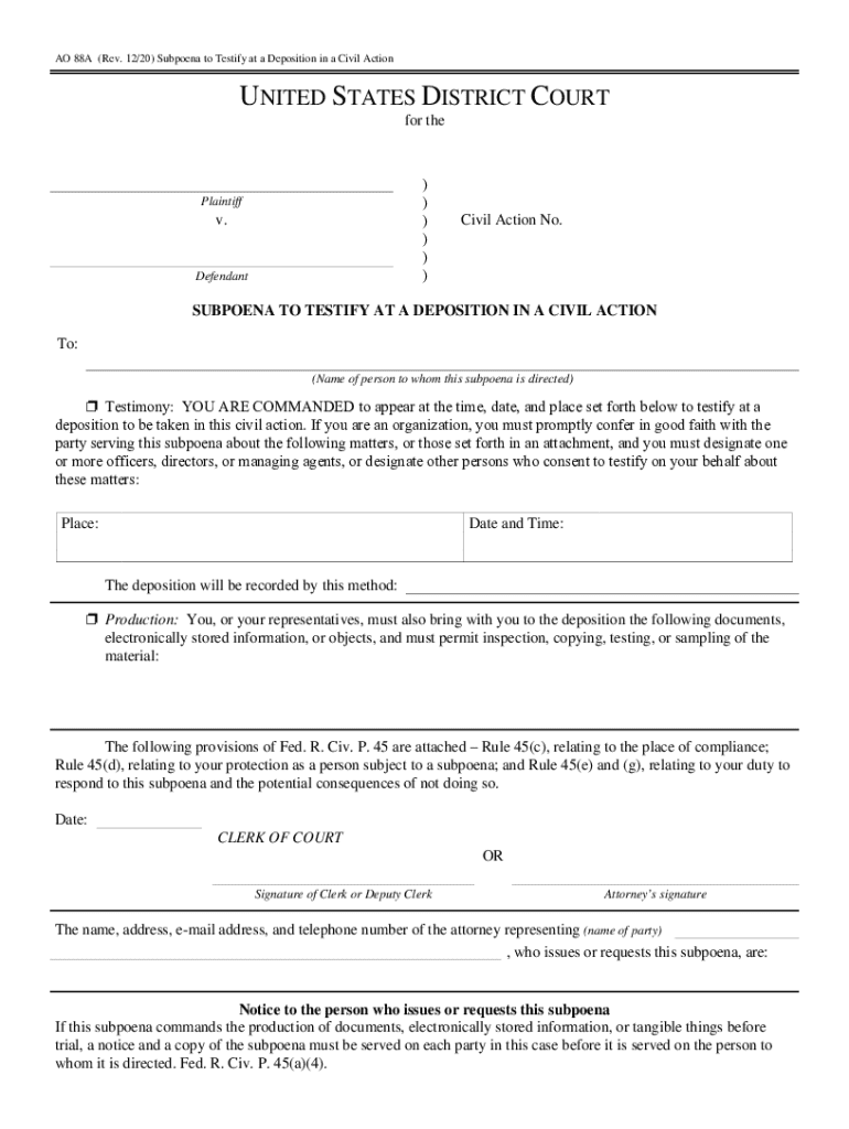 Arkansas Subpoena Form