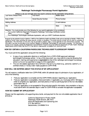  California Radiology License Application 2015