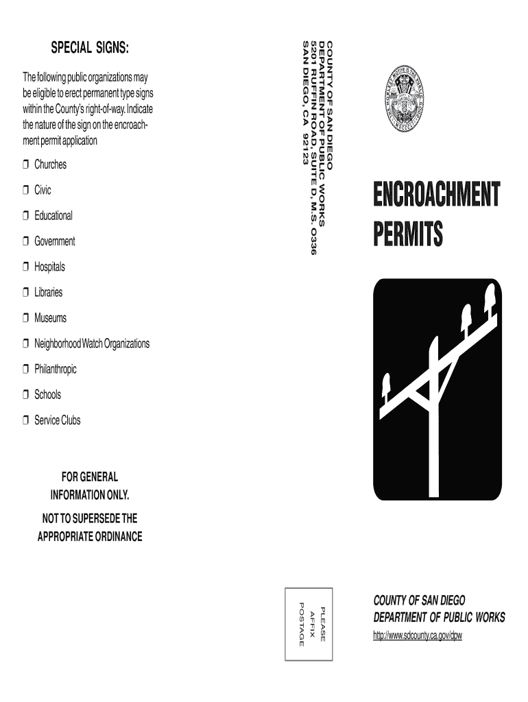 City of San Diego Encroachment Permit  Form