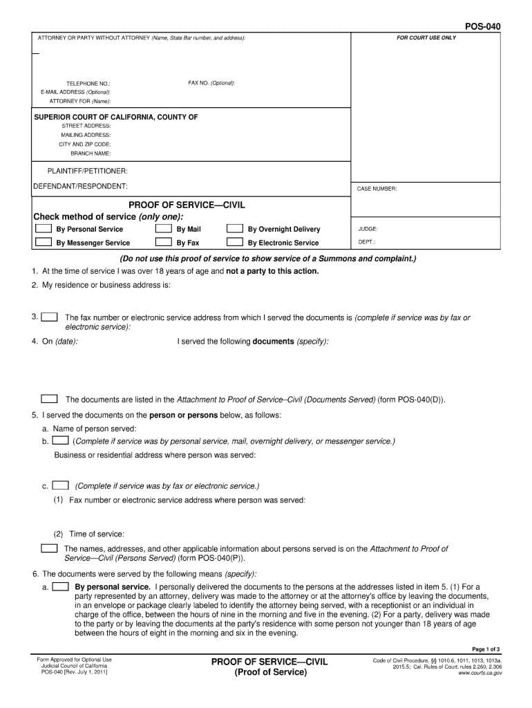  California Proof Service Form 2020-2023