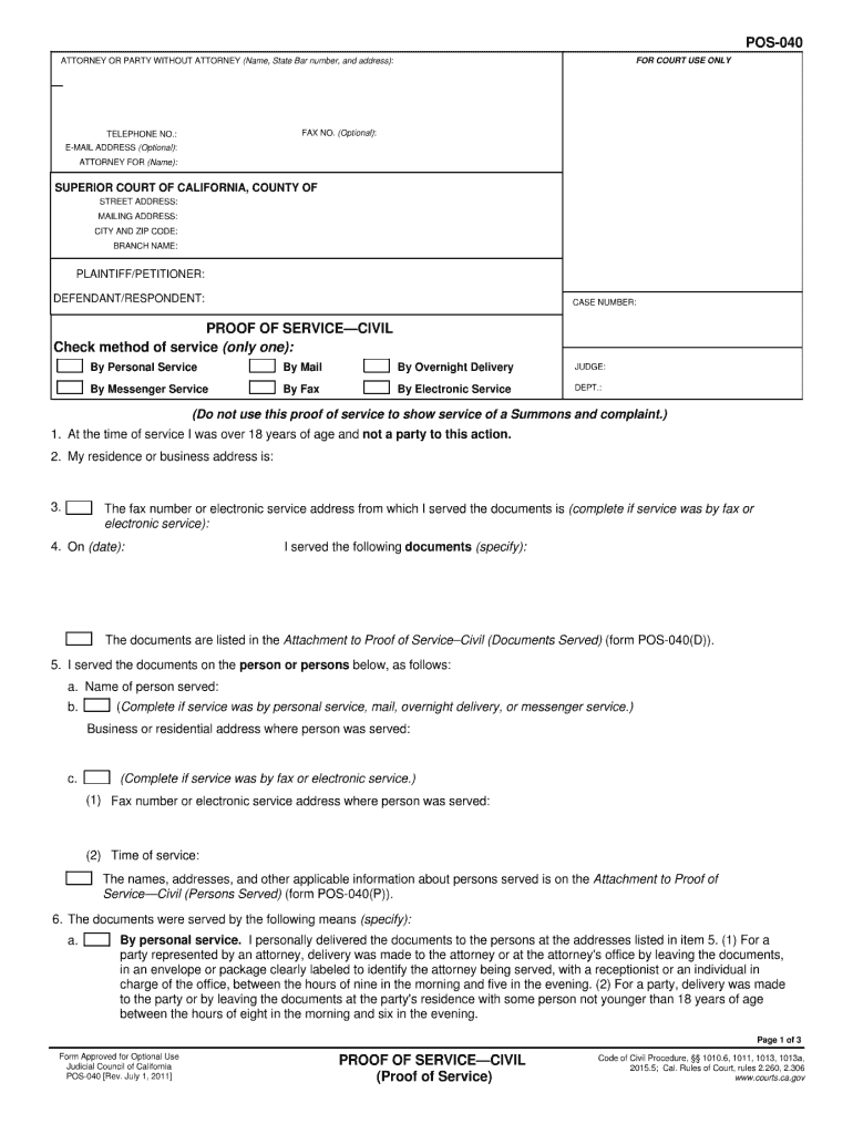  California Proof Service Form 2020-2024