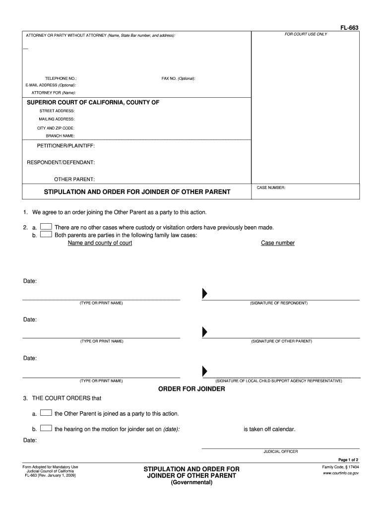 Order Joinder  Form