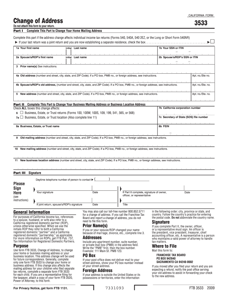  California Form 3533 2009