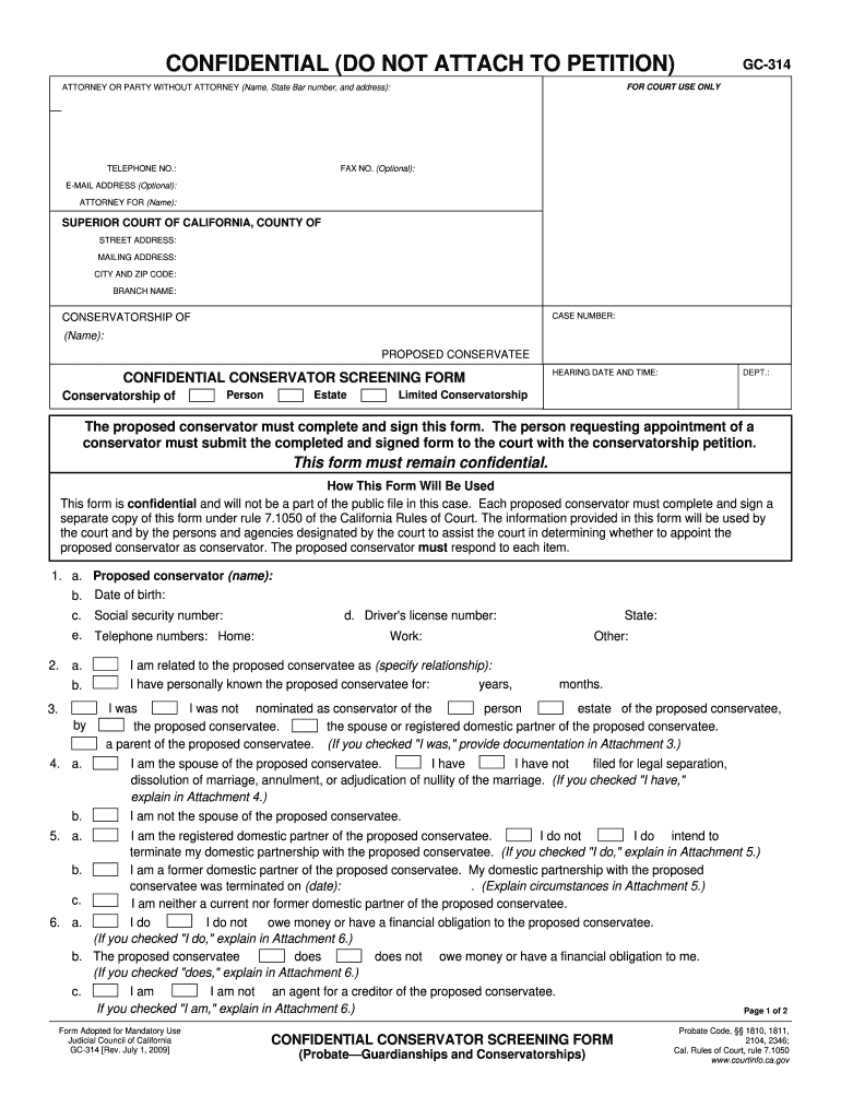  Confidential Conservator Screening Form San Joaquin County 2009-2024