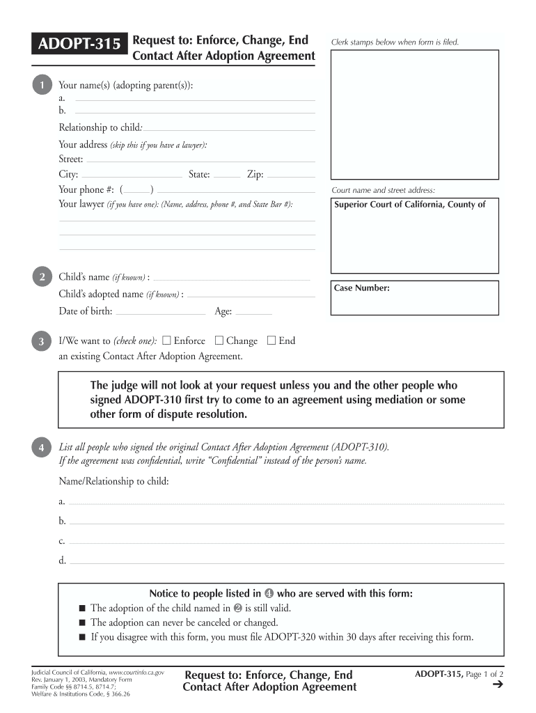  Adopt 315  Form 2003