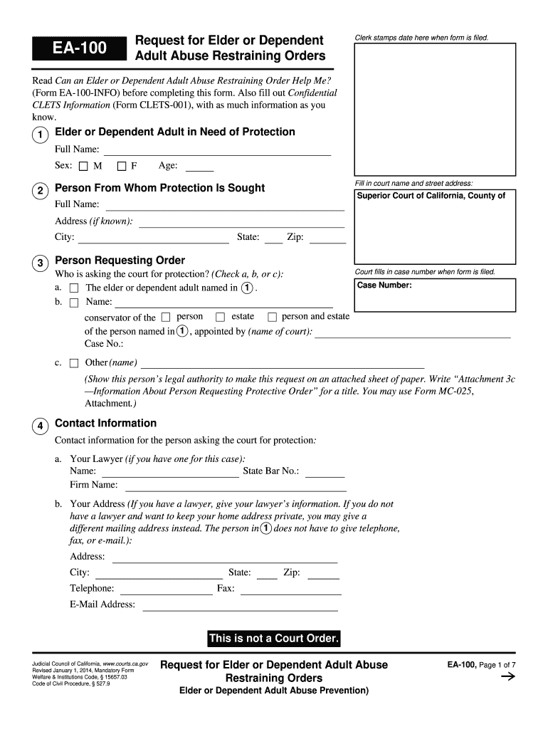  California State Forms Ea 100 2018