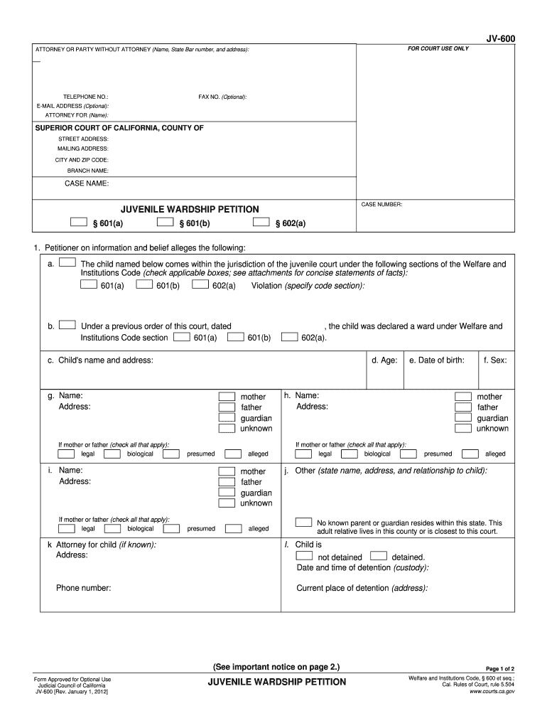  602 Wardship Form 2018