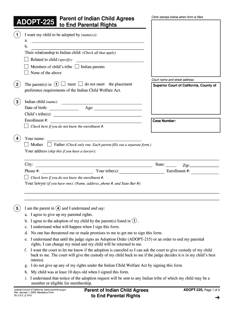 Forms to End Parental Rights for the Adoption Process