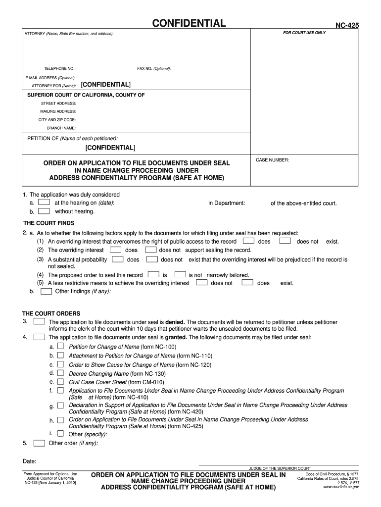 California Nc Application  Form