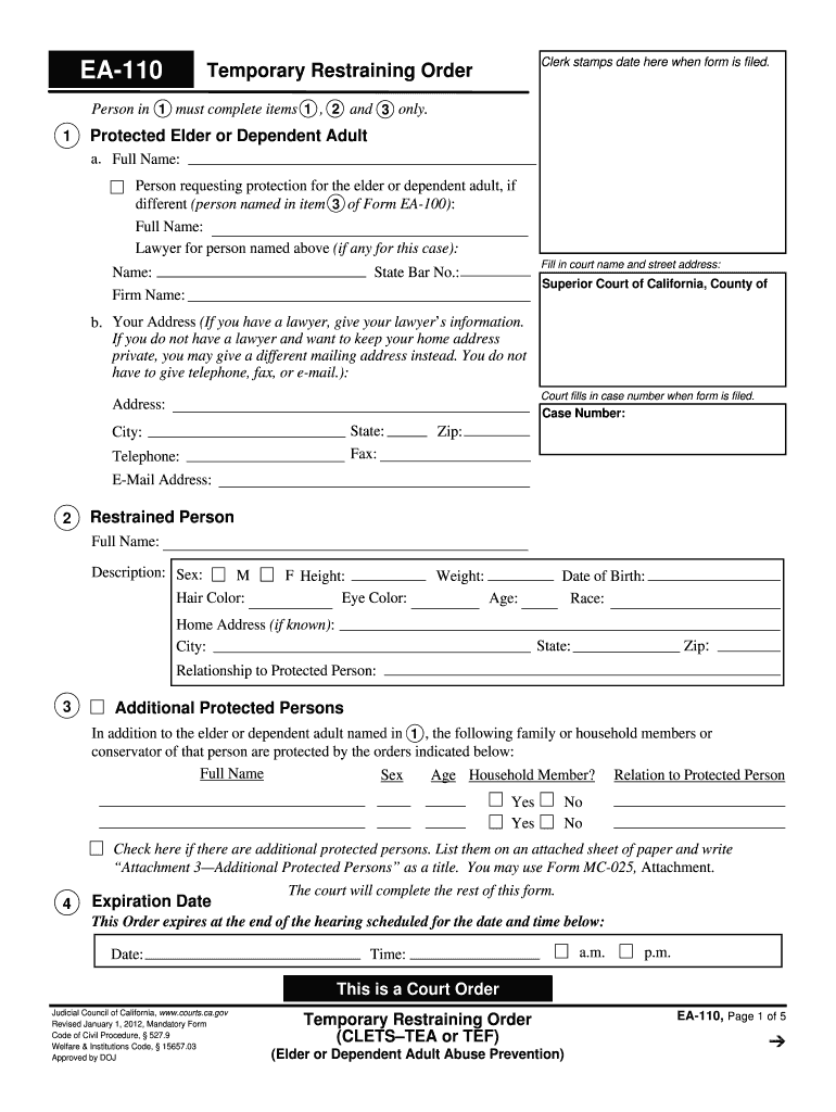  Ea 110 Response Form 2012