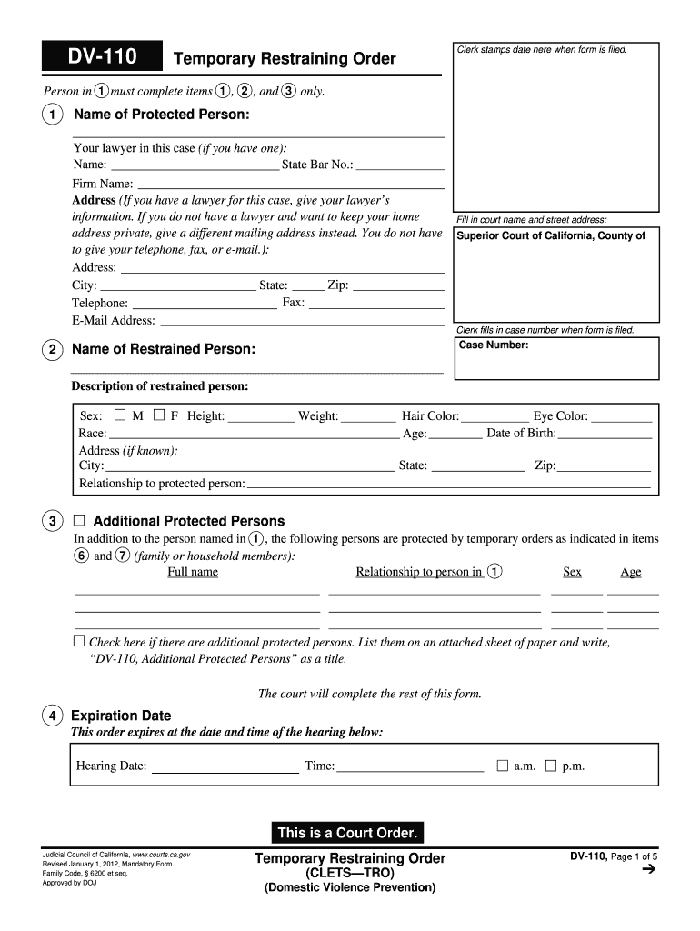  Dv 110 Form 2016