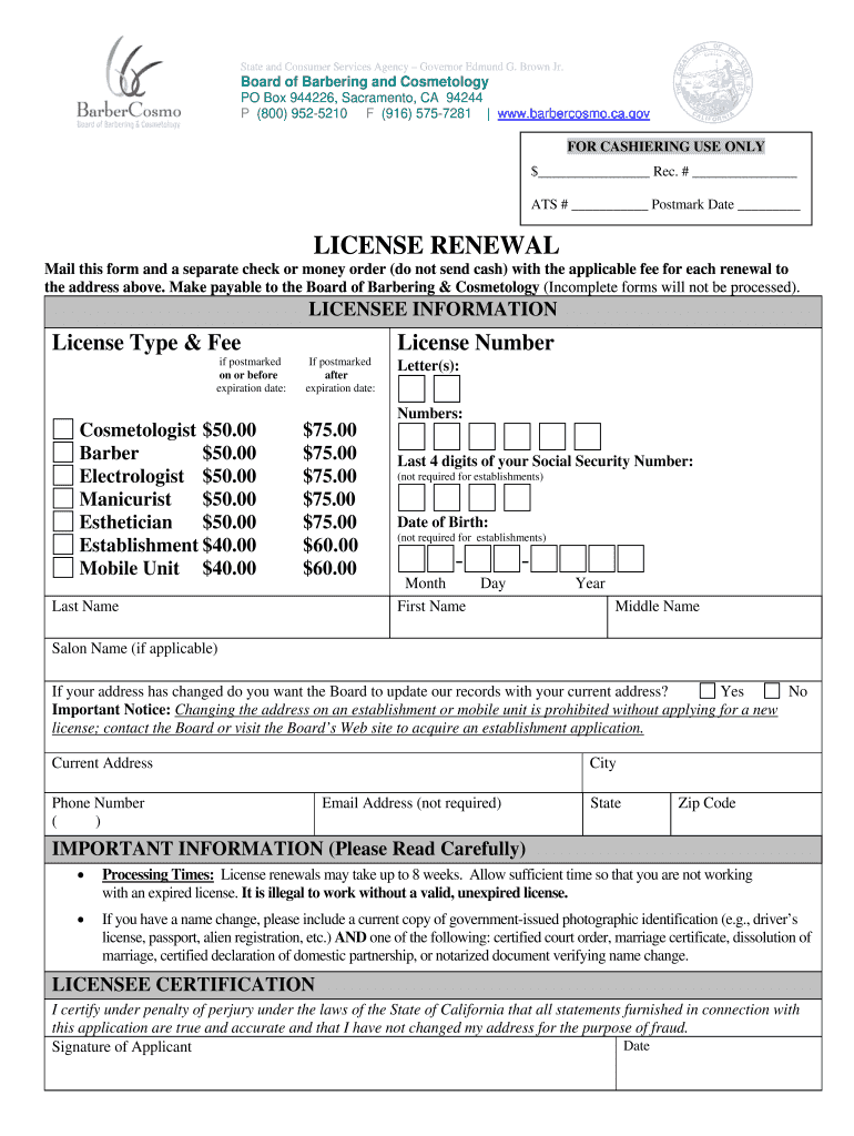 Barbercosmo Ca Gov Renew Online  Form