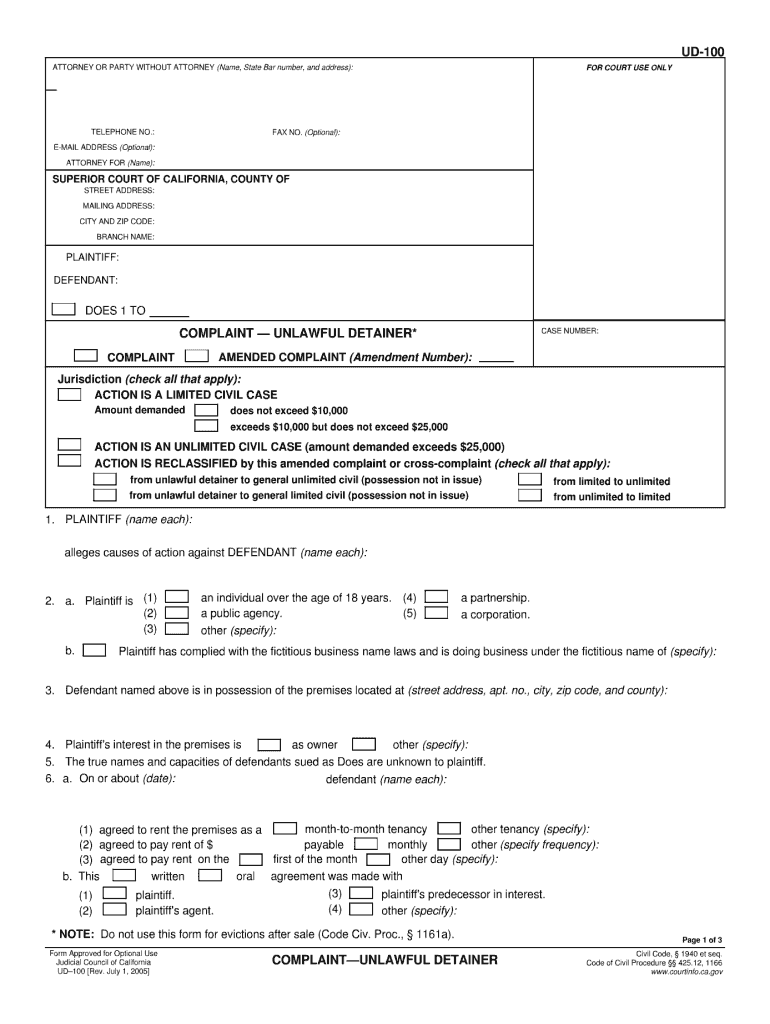  Ca Court Forms Ud 100 2005-2024