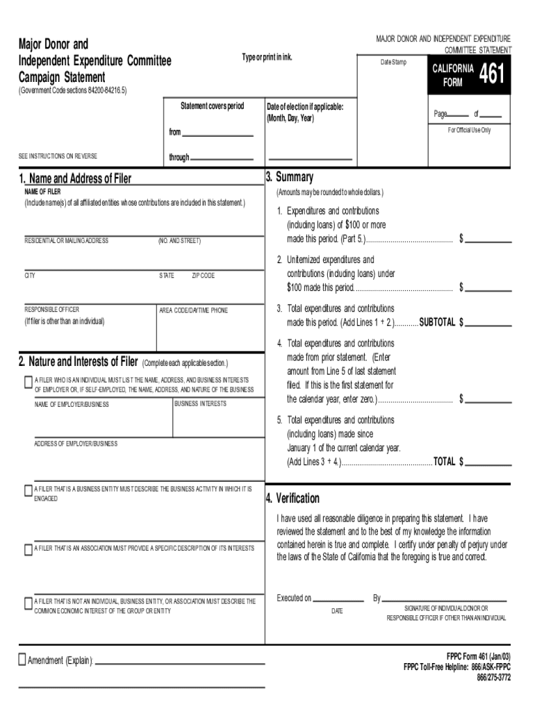 Fppc Form 461