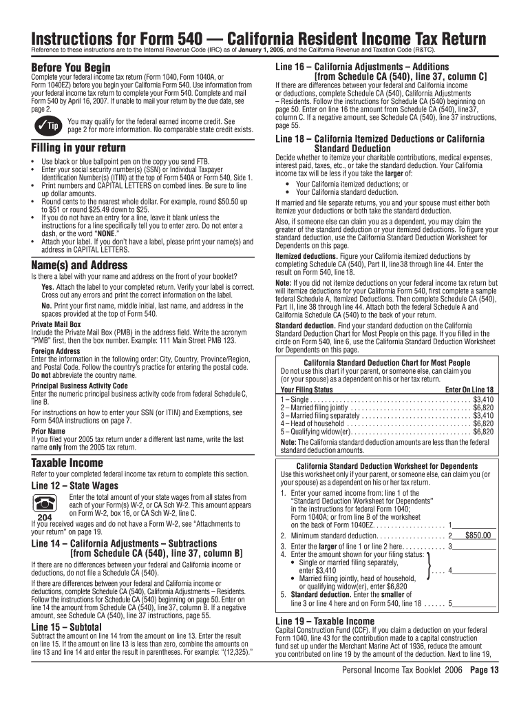  Form 540 Online for 2018