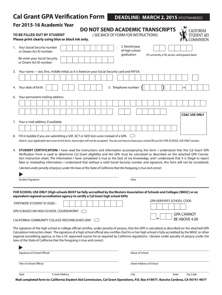 Gpa Verification Form PDF