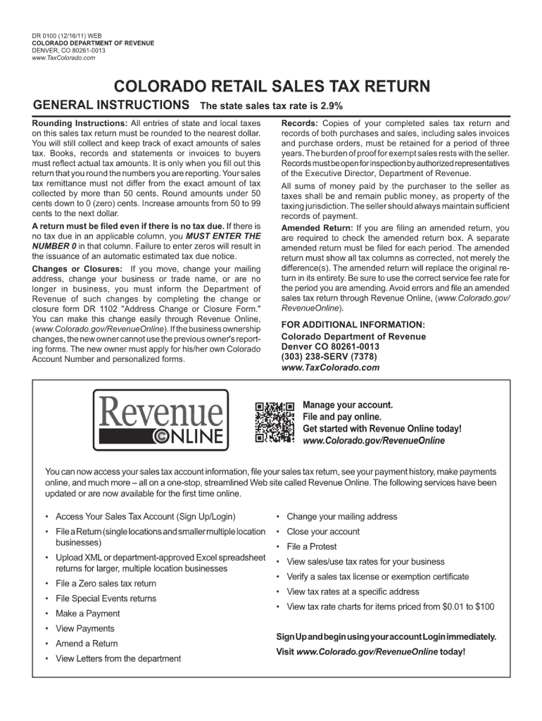  Colorado Standard Sales Tax Receipt Form 2019